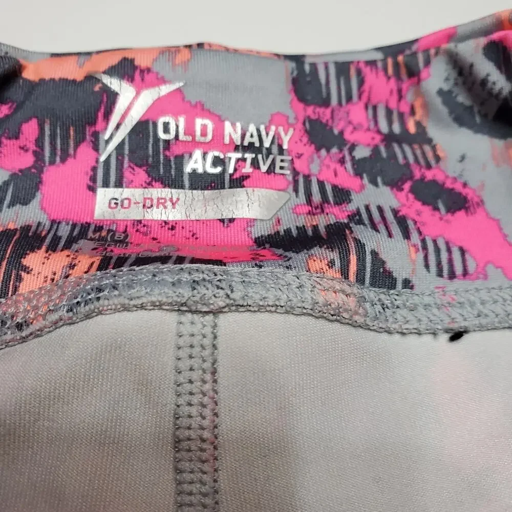 Old Navy Active Pant Girls Size 8 GoDry Hot Pink Leopard Legging Comfort Stretch